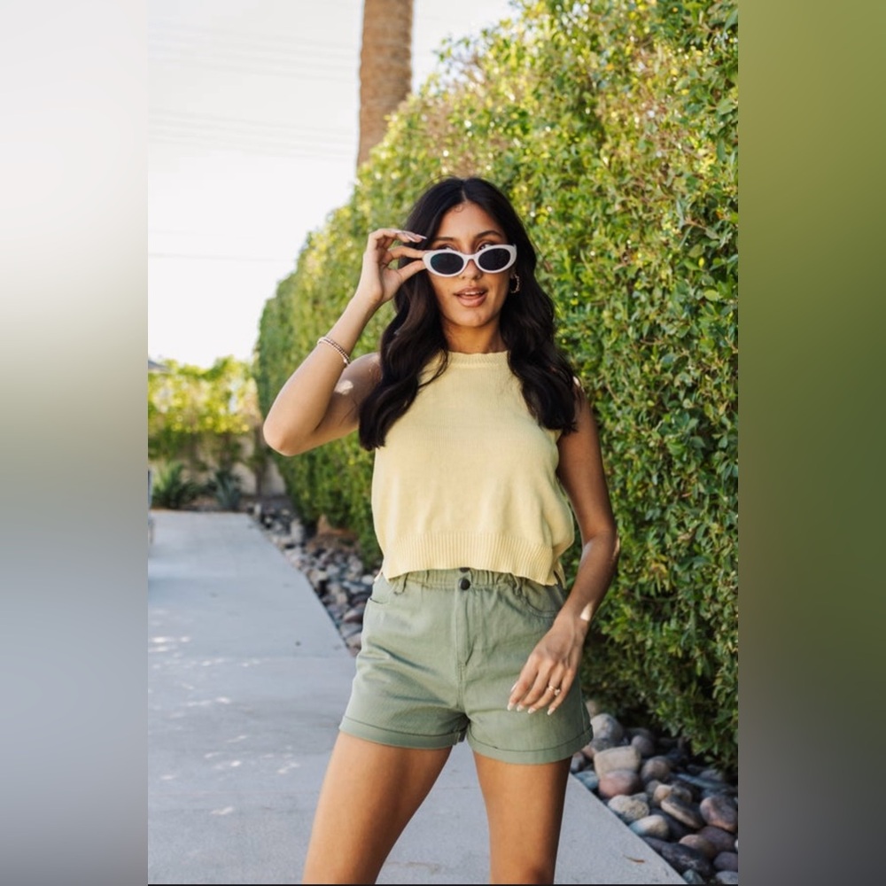 Green Denim Shorts, size: M